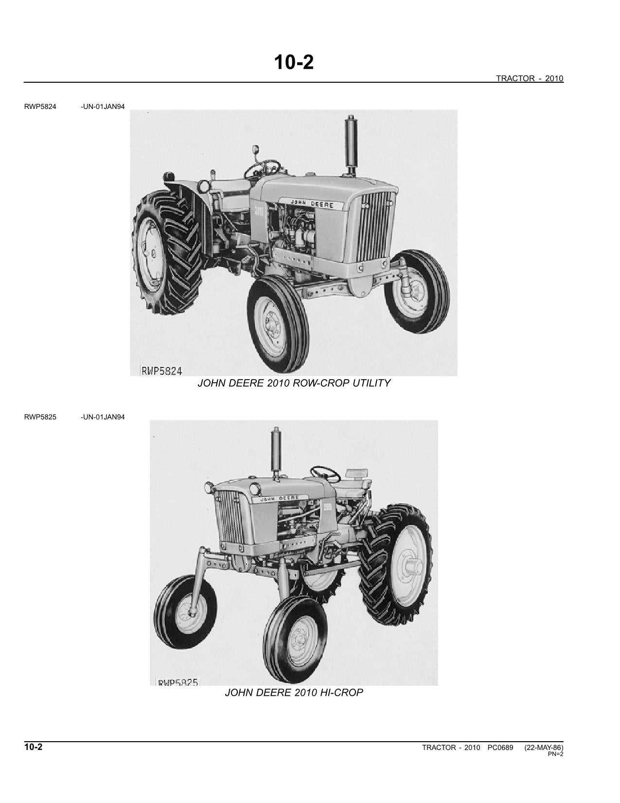 john deere 2010 parts diagram