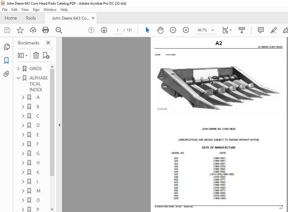 john deere 643 corn head parts diagram