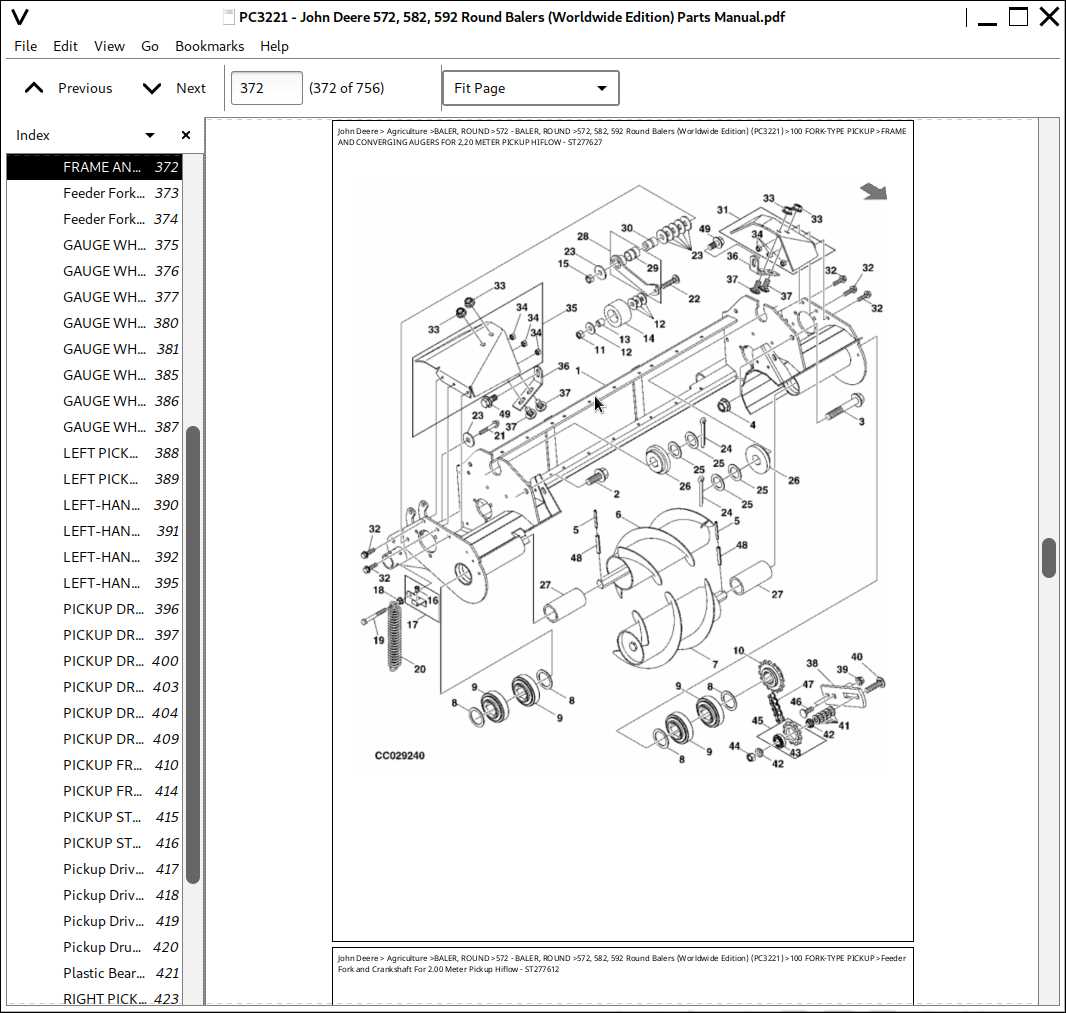 john deere baler parts diagram