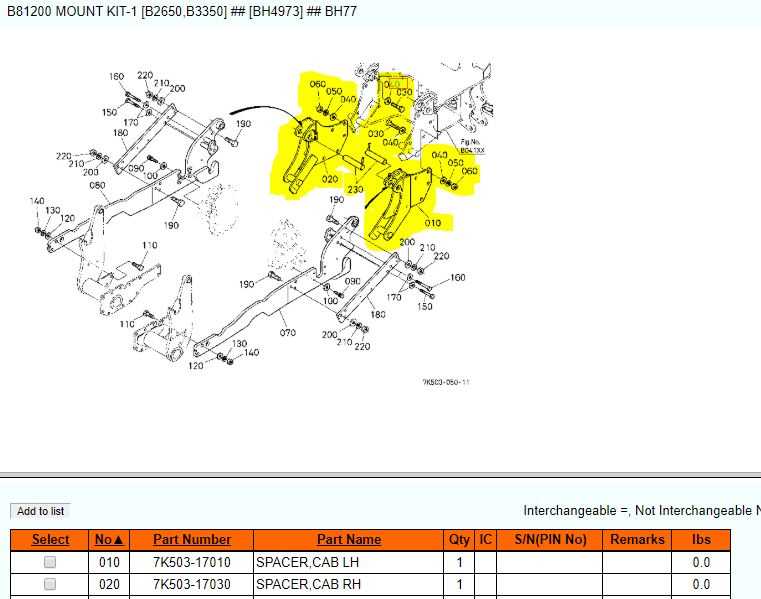 kubota bh77 parts diagram