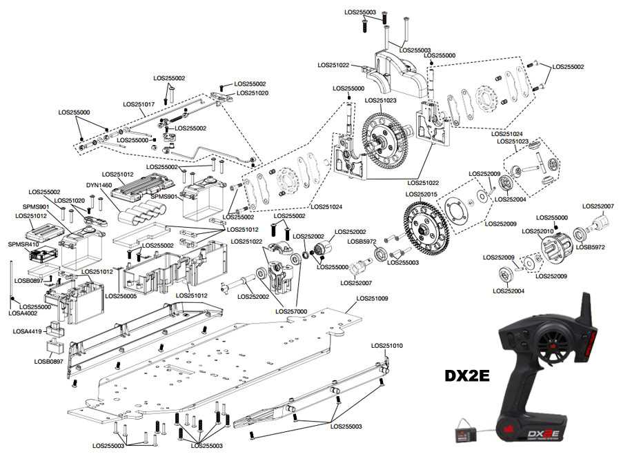 losi dbxl e 2.0 parts diagram