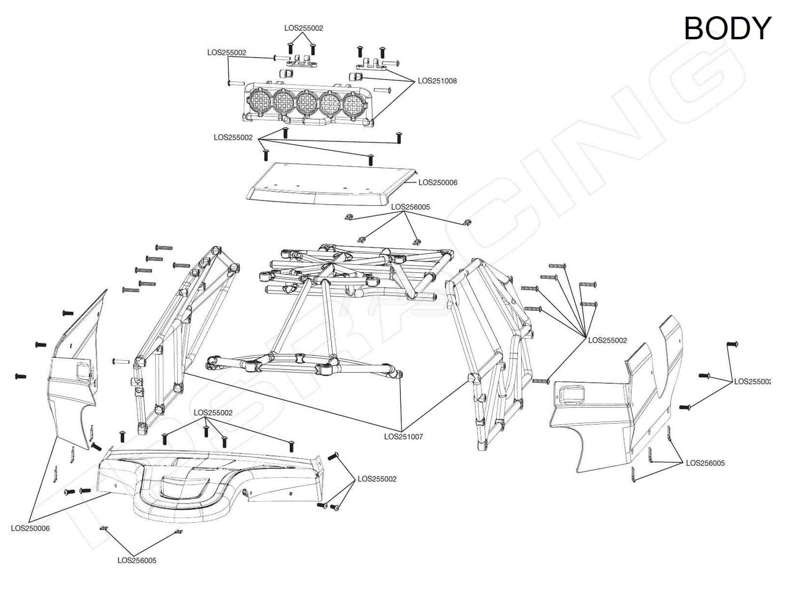 losi dbxl e 2.0 parts diagram