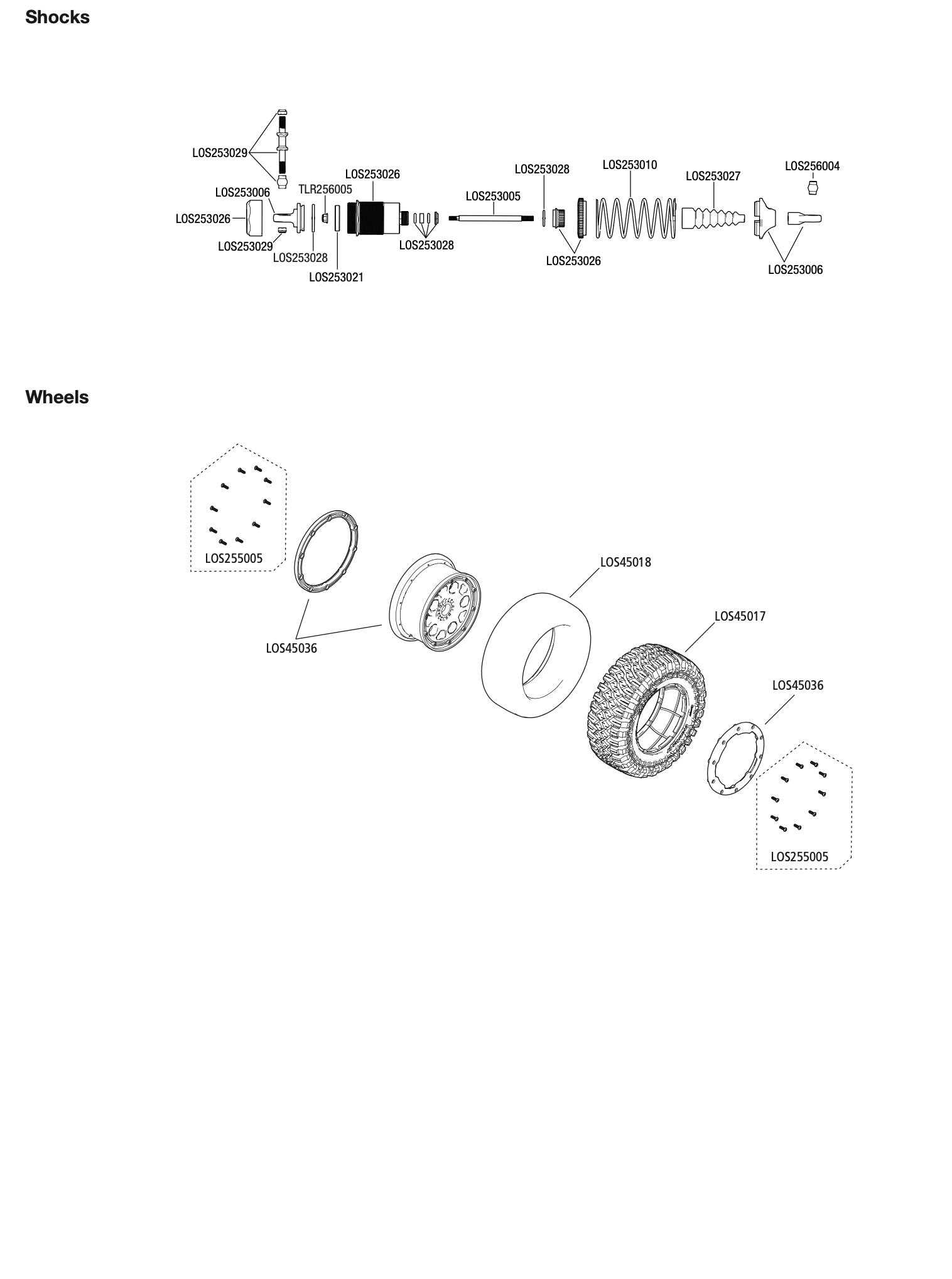 losi dbxl e 2.0 parts diagram