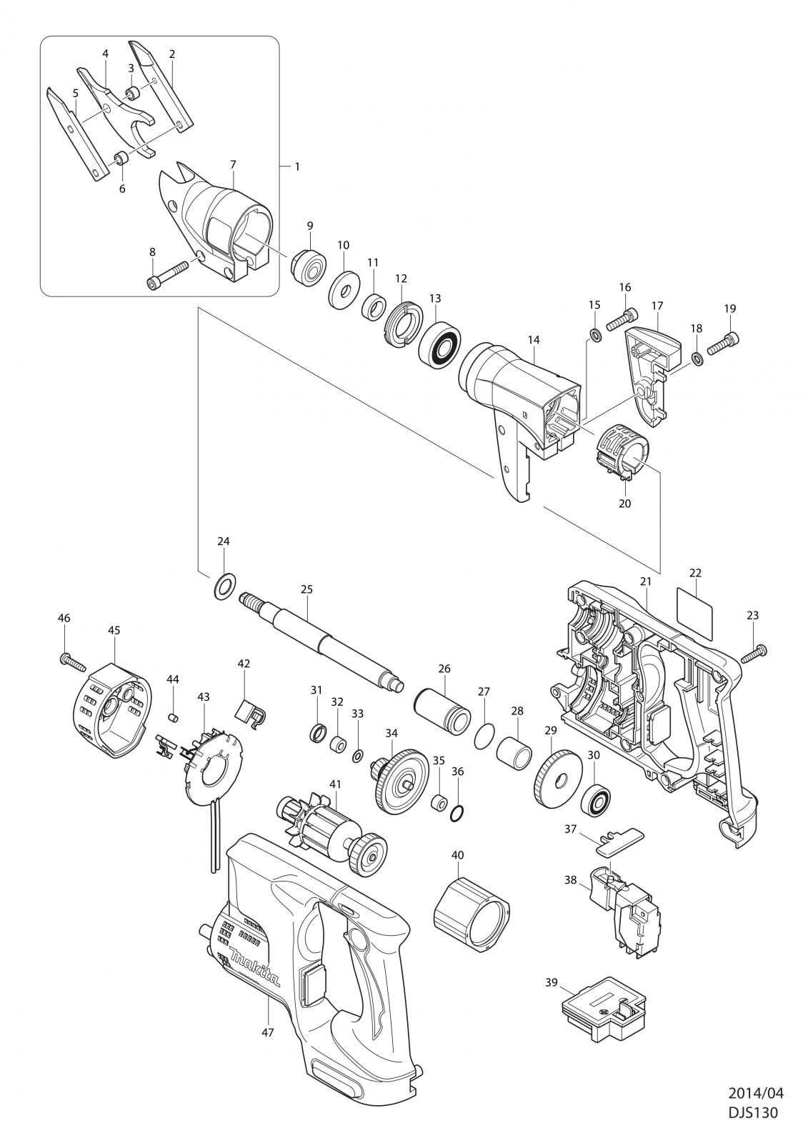 makita bga452 parts diagram