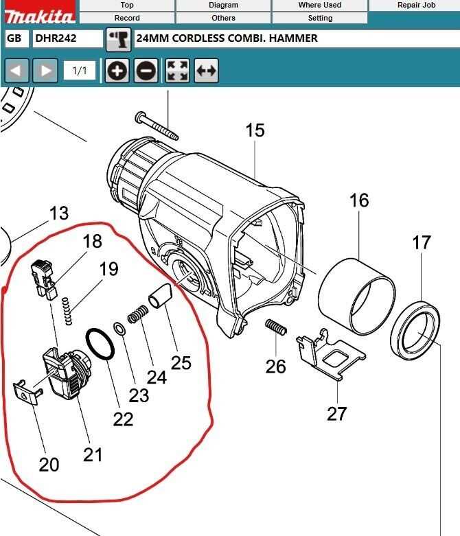 makita dhr242 parts diagram