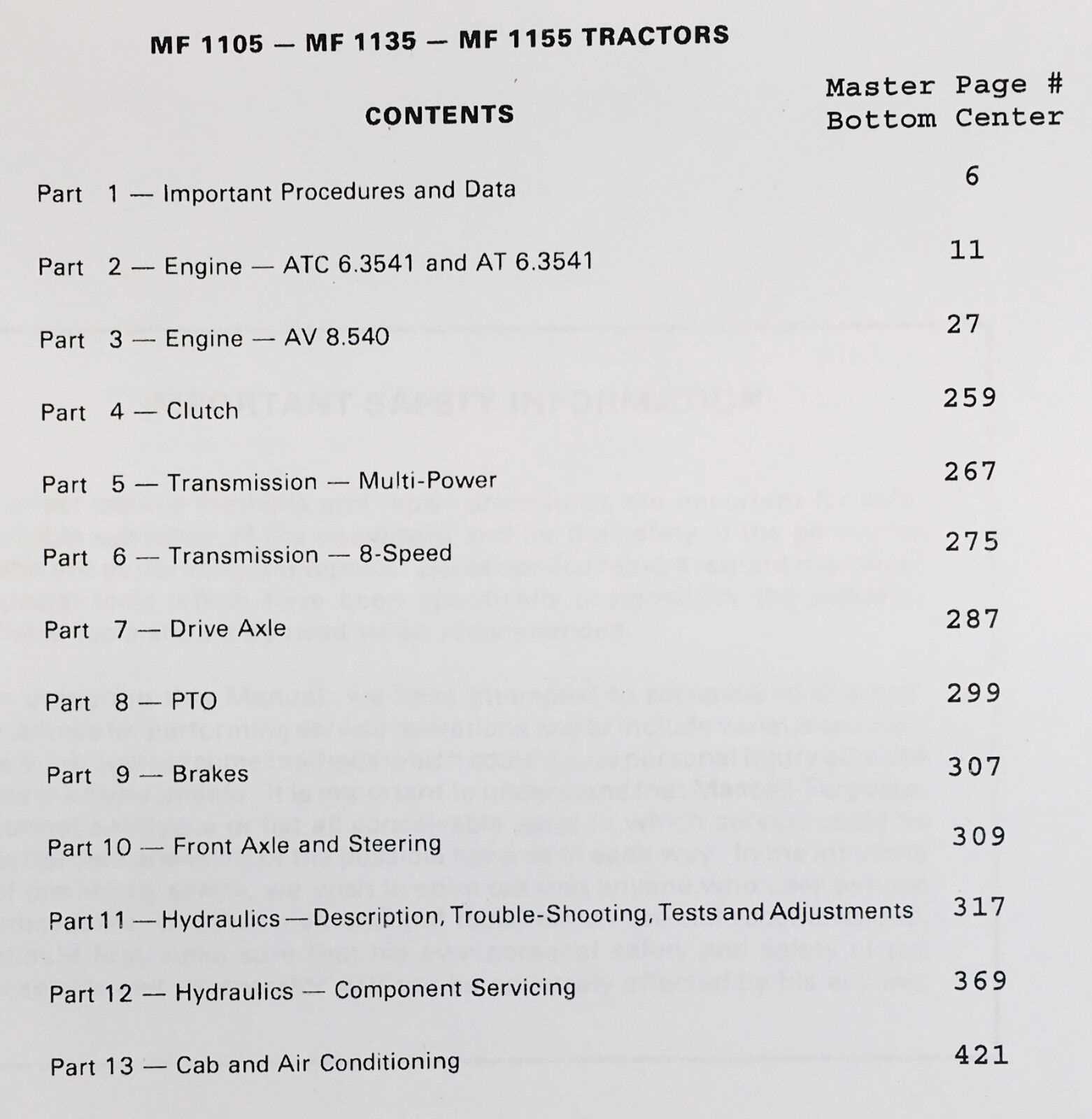 massey ferguson 1105 parts diagram