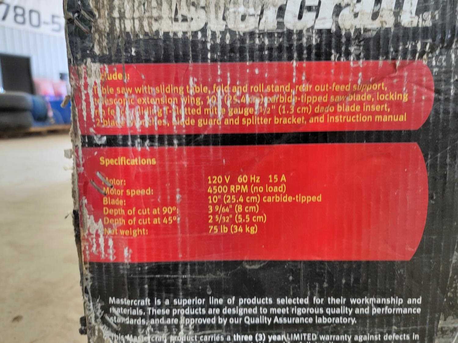 mastercraft table saw parts diagram