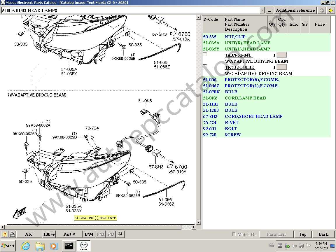 mazda parts diagram catalog