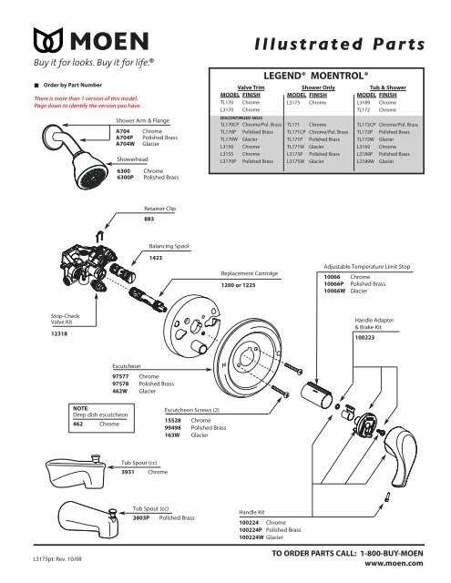 moen single handle shower faucet parts diagram