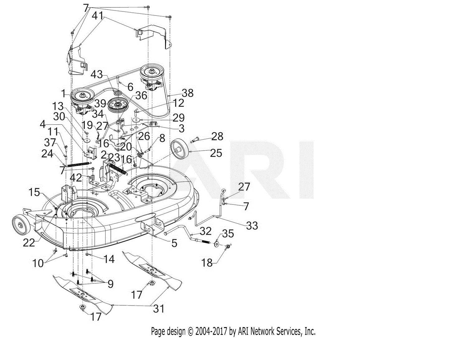 murray lawn mower deck parts diagram