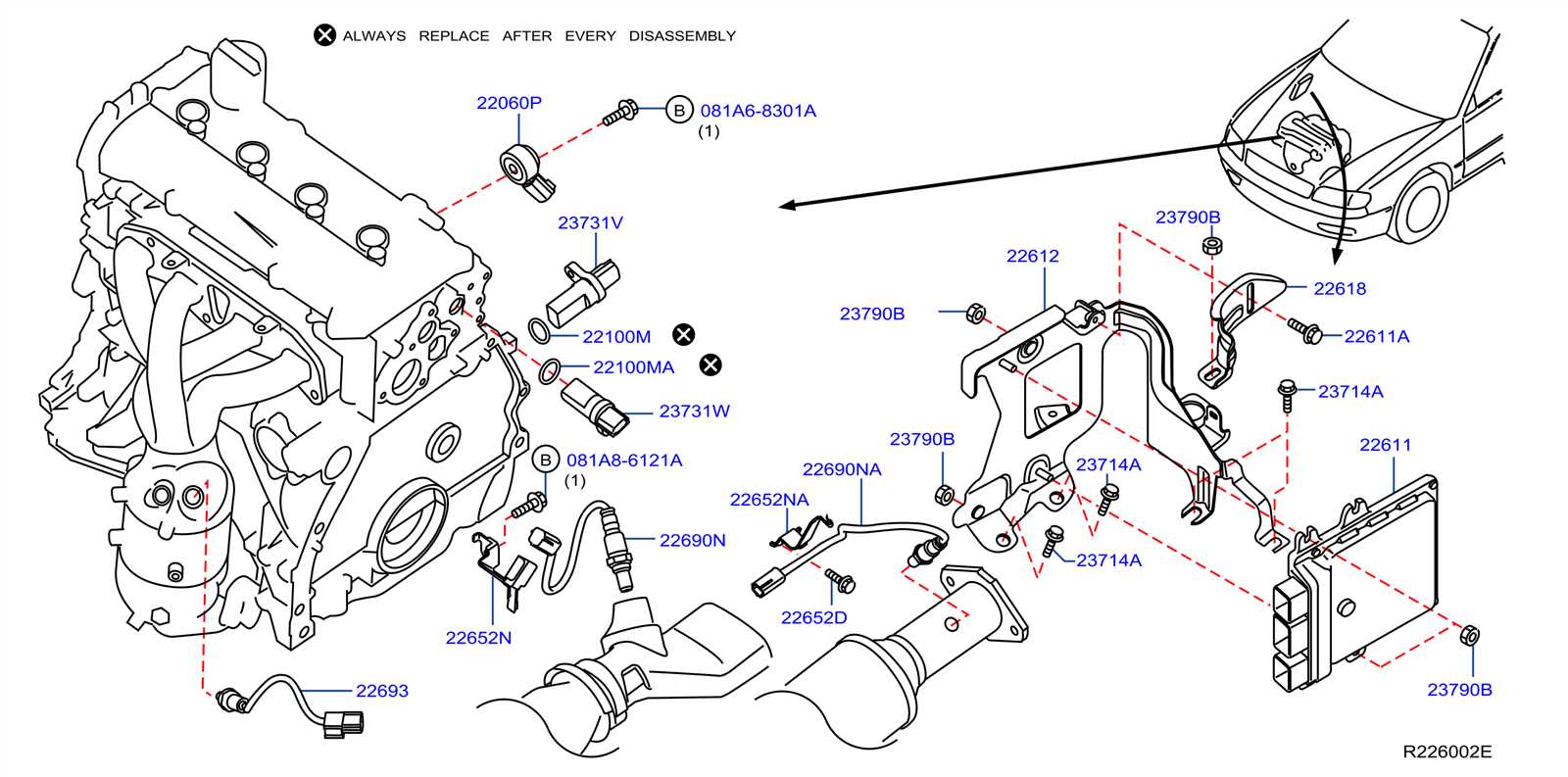 nissan sentra engine parts diagram