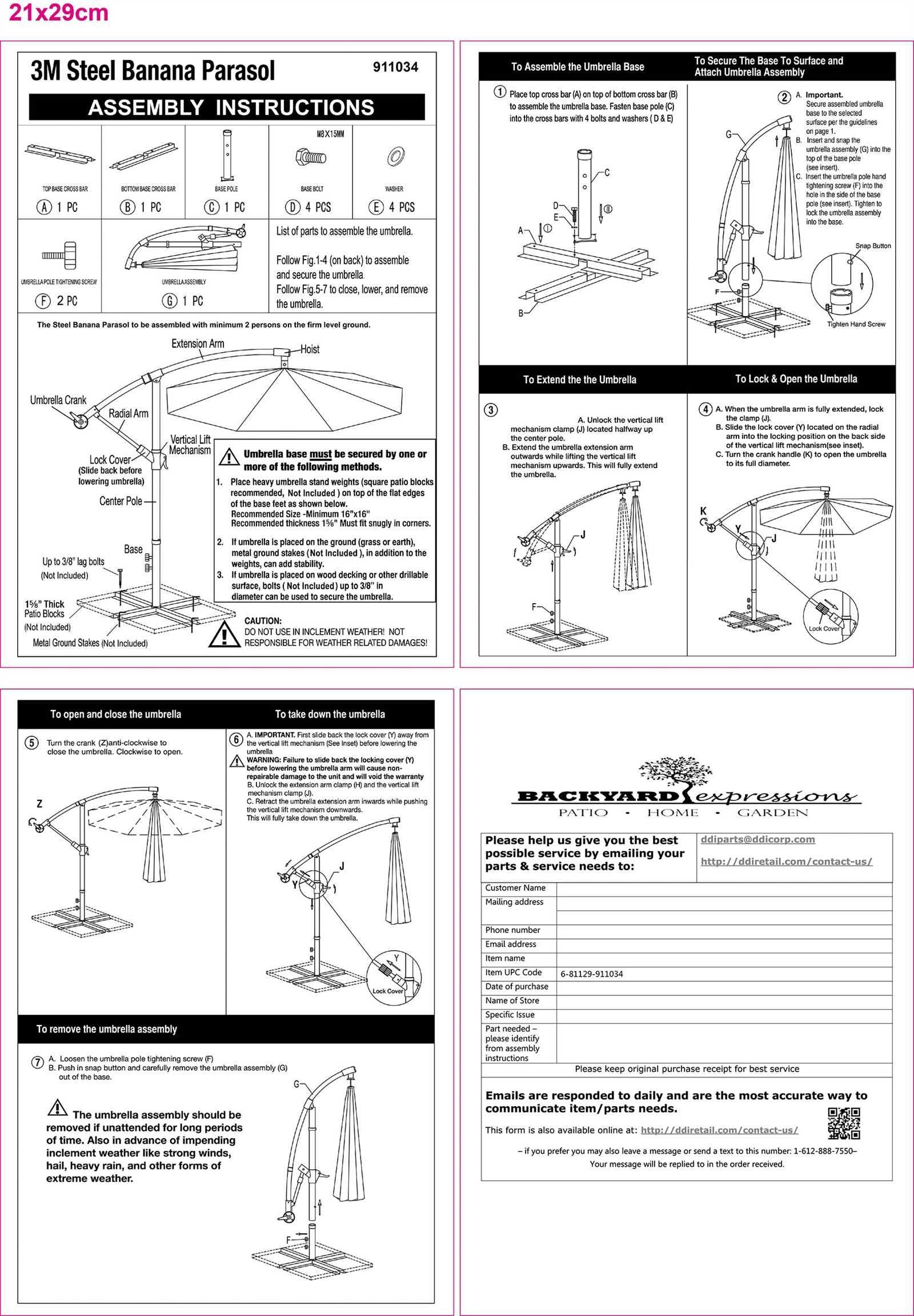 offset umbrella parts diagram