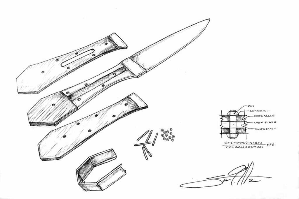 parts of a knife blade diagram