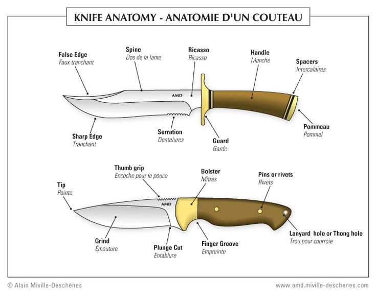 parts of a knife blade diagram