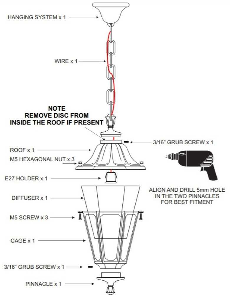 parts of a light fixture diagram