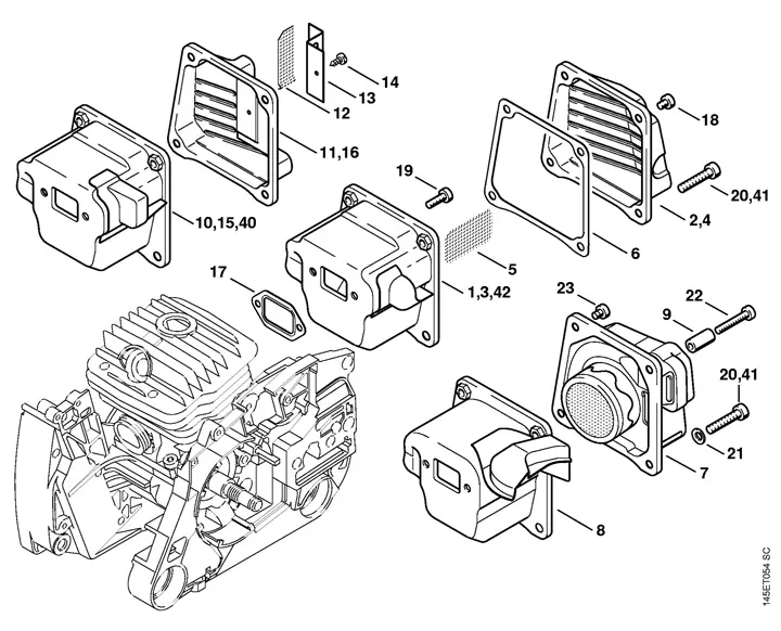 parts of a muffler diagram