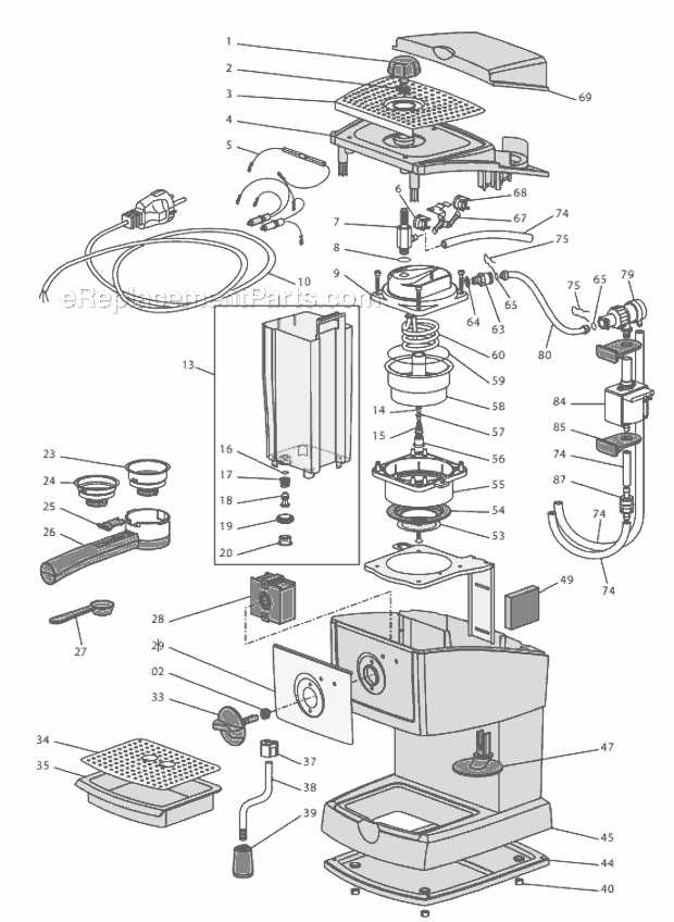 parts of espresso machine diagram