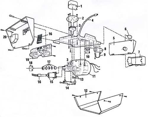 parts of garage door opener diagram