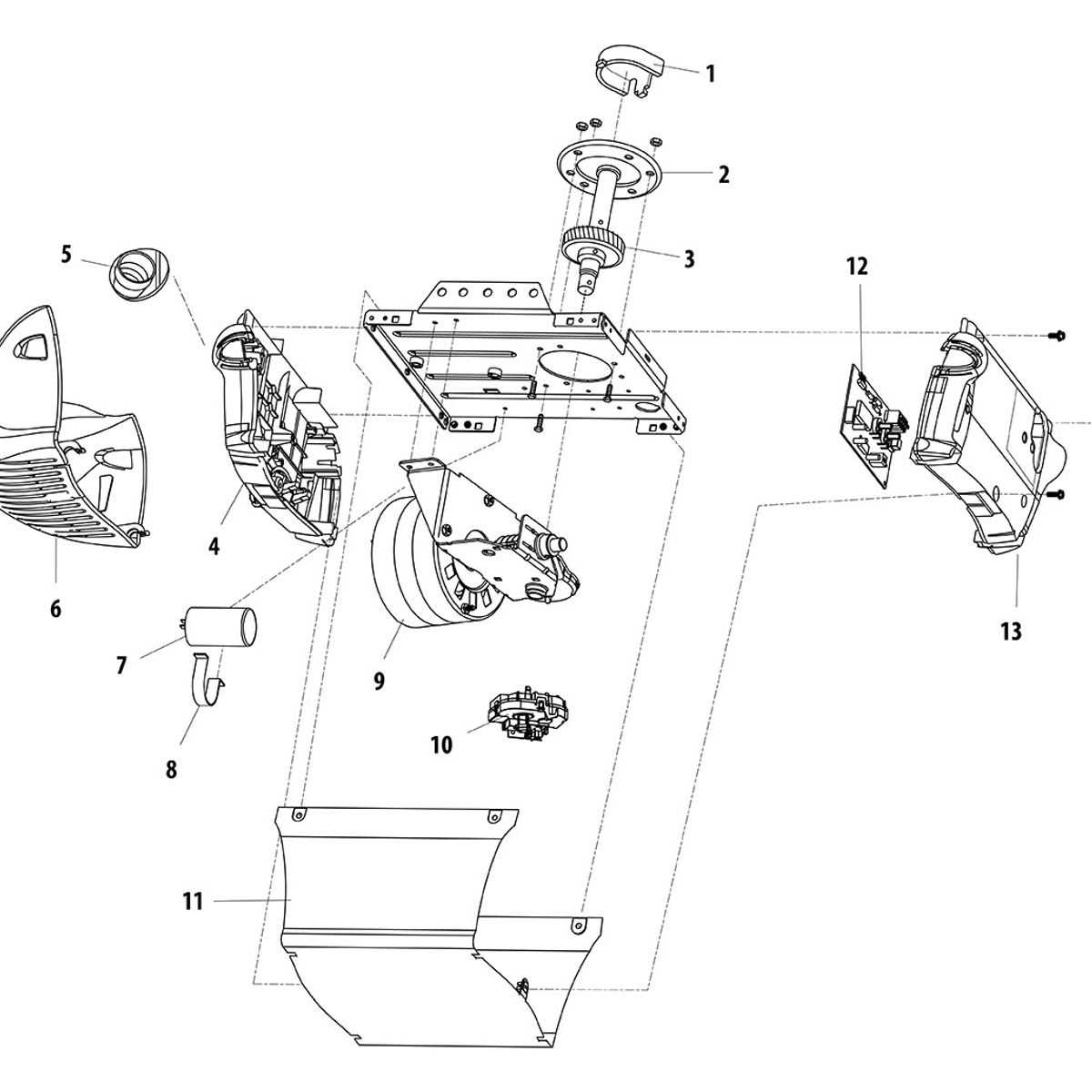 parts of garage door opener diagram