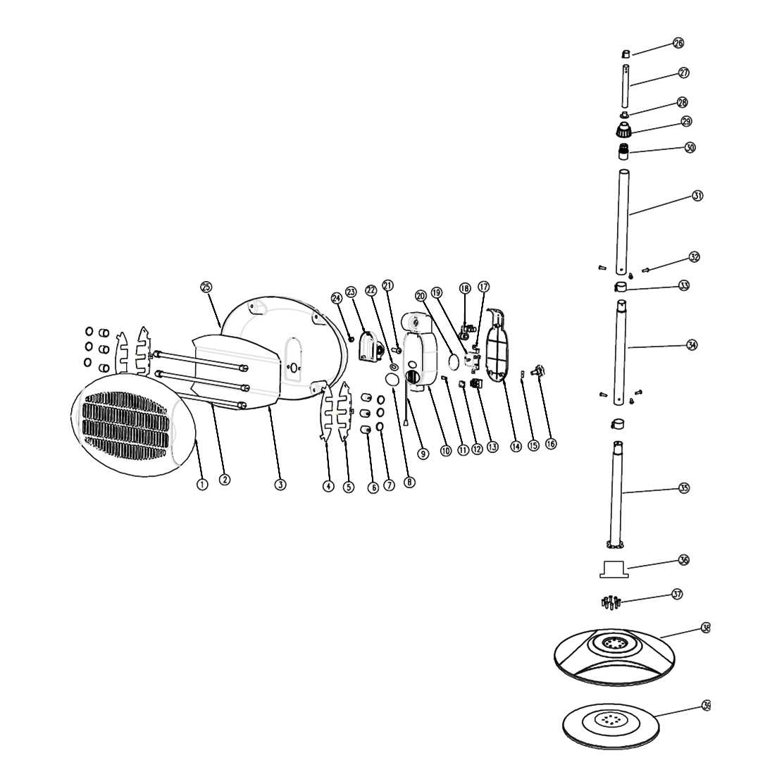 patio heater parts diagram