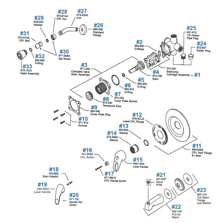 pfister shower faucet parts diagram