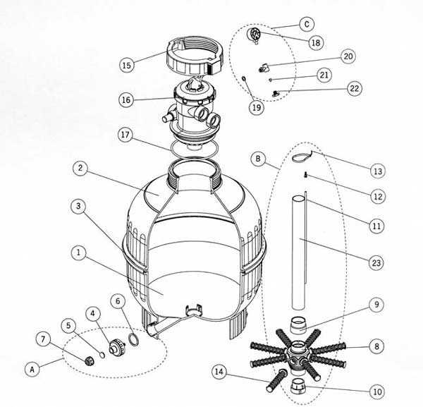 pool sand filter parts diagram