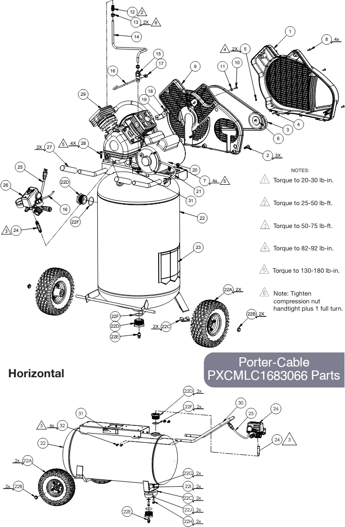 porter cable 6 gallon air compressor parts diagram