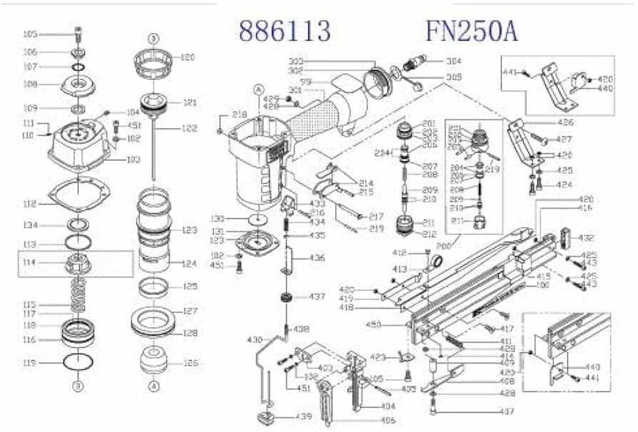 porter cable fn250a parts diagram