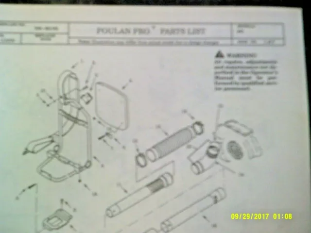 poulan pro leaf blower parts diagram