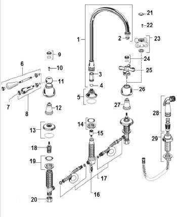 pull down american standard kitchen faucet parts diagram