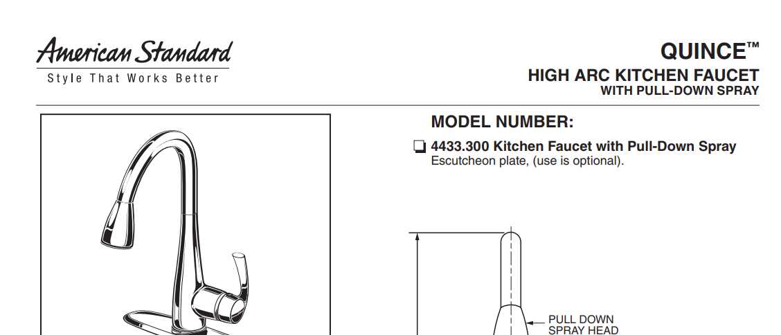 pull down american standard kitchen faucet parts diagram