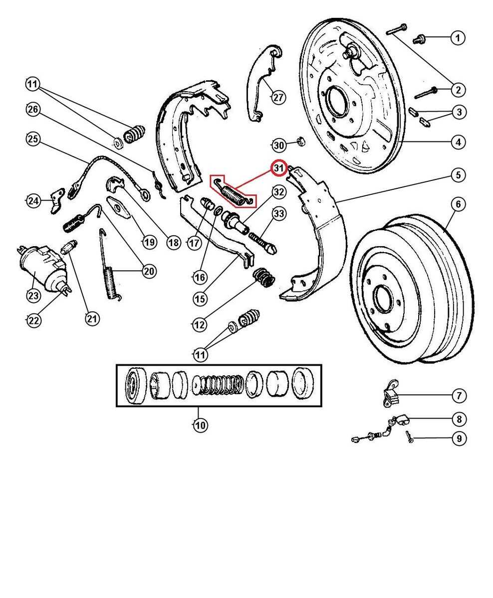 rear drum brake parts diagram