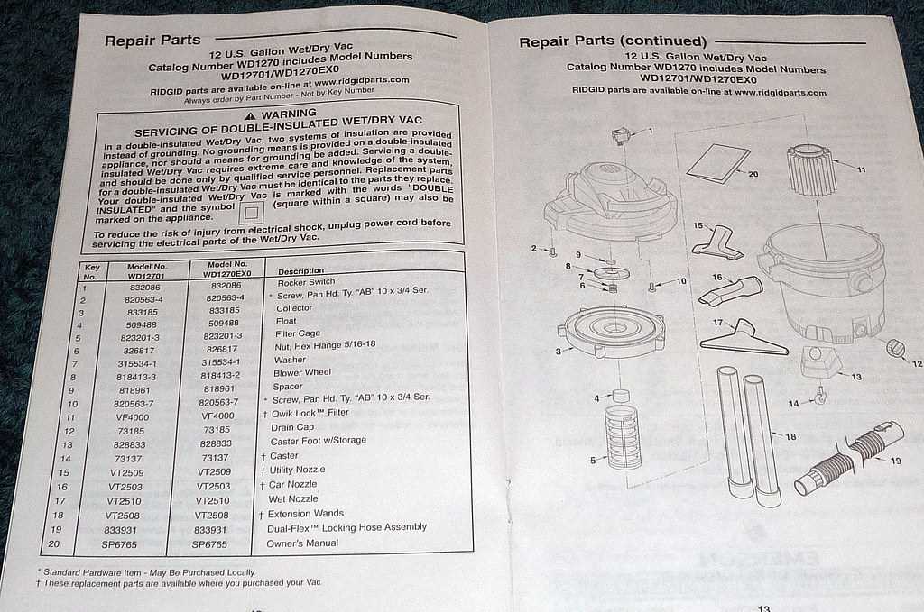 ridgid shop vac parts diagram