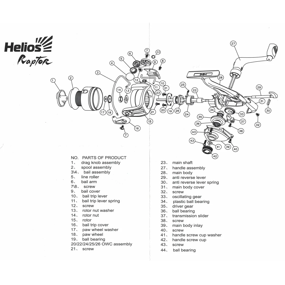 shakespeare fishing reel parts diagram