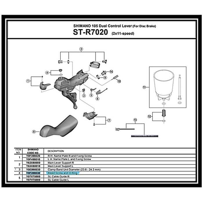 shimano 105 shifter parts diagram