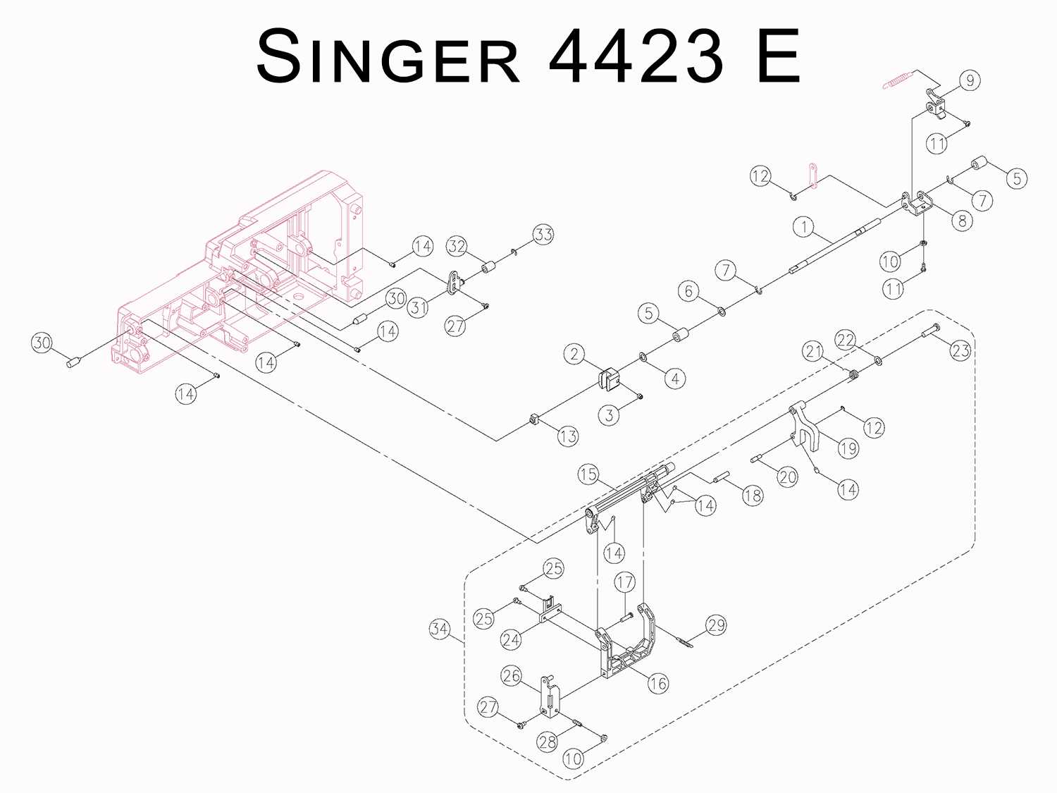 singer heavy duty sewing machine parts diagram