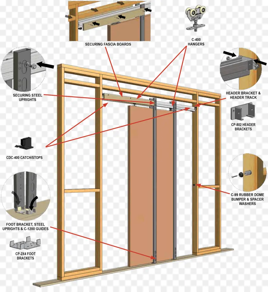 sliding door parts diagram