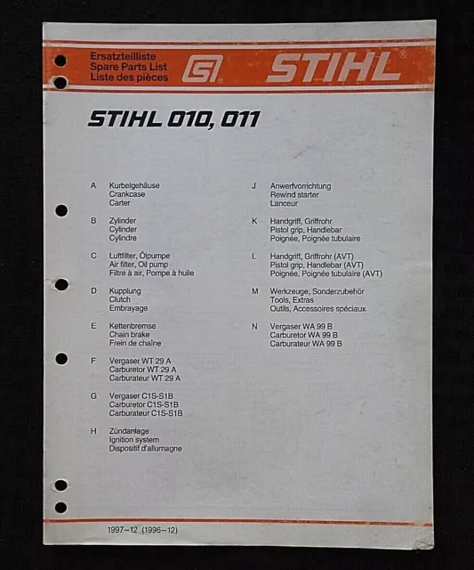 stihl 010 av chainsaw parts diagram