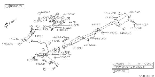 subaru exhaust parts diagram