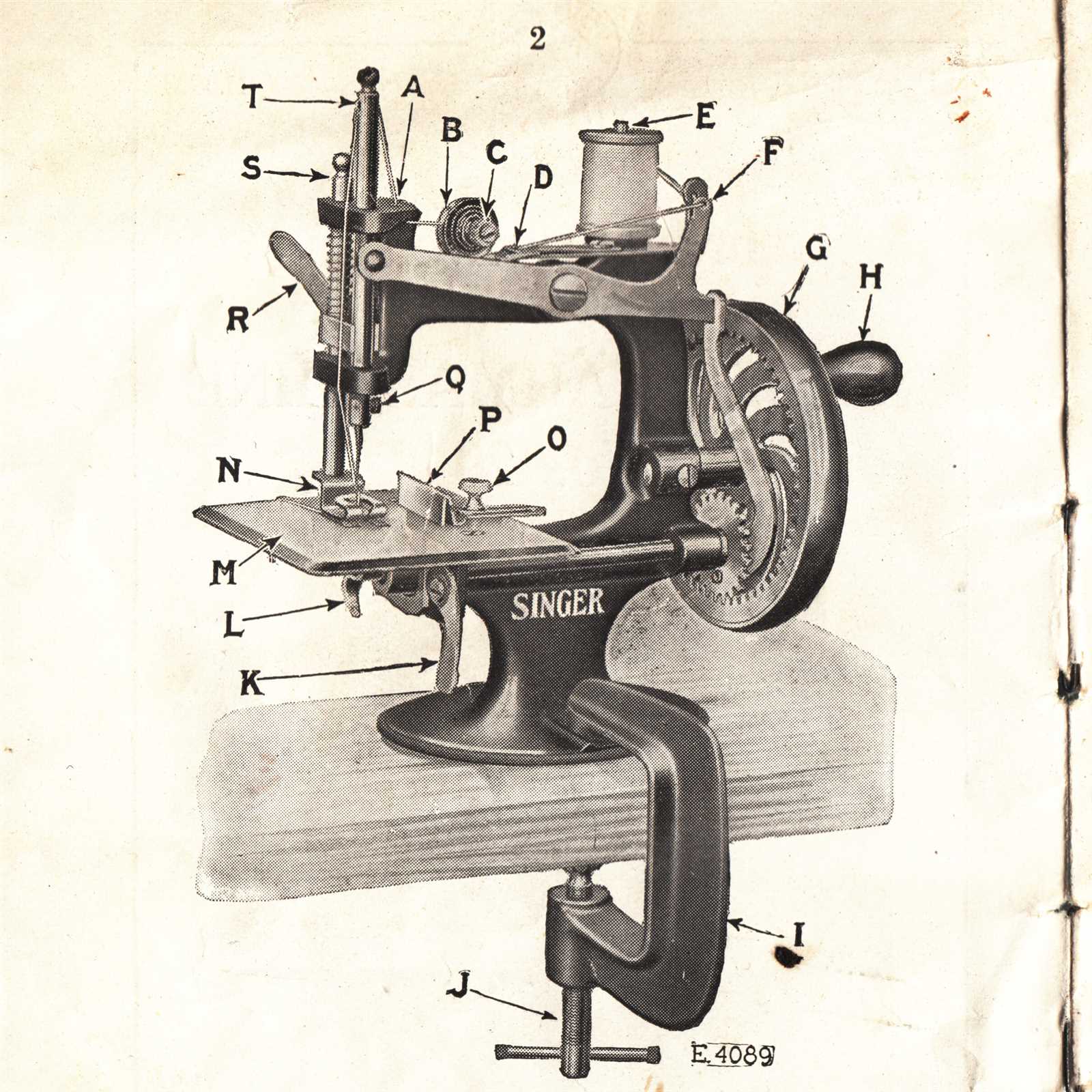 vintage singer sewing machine parts diagram