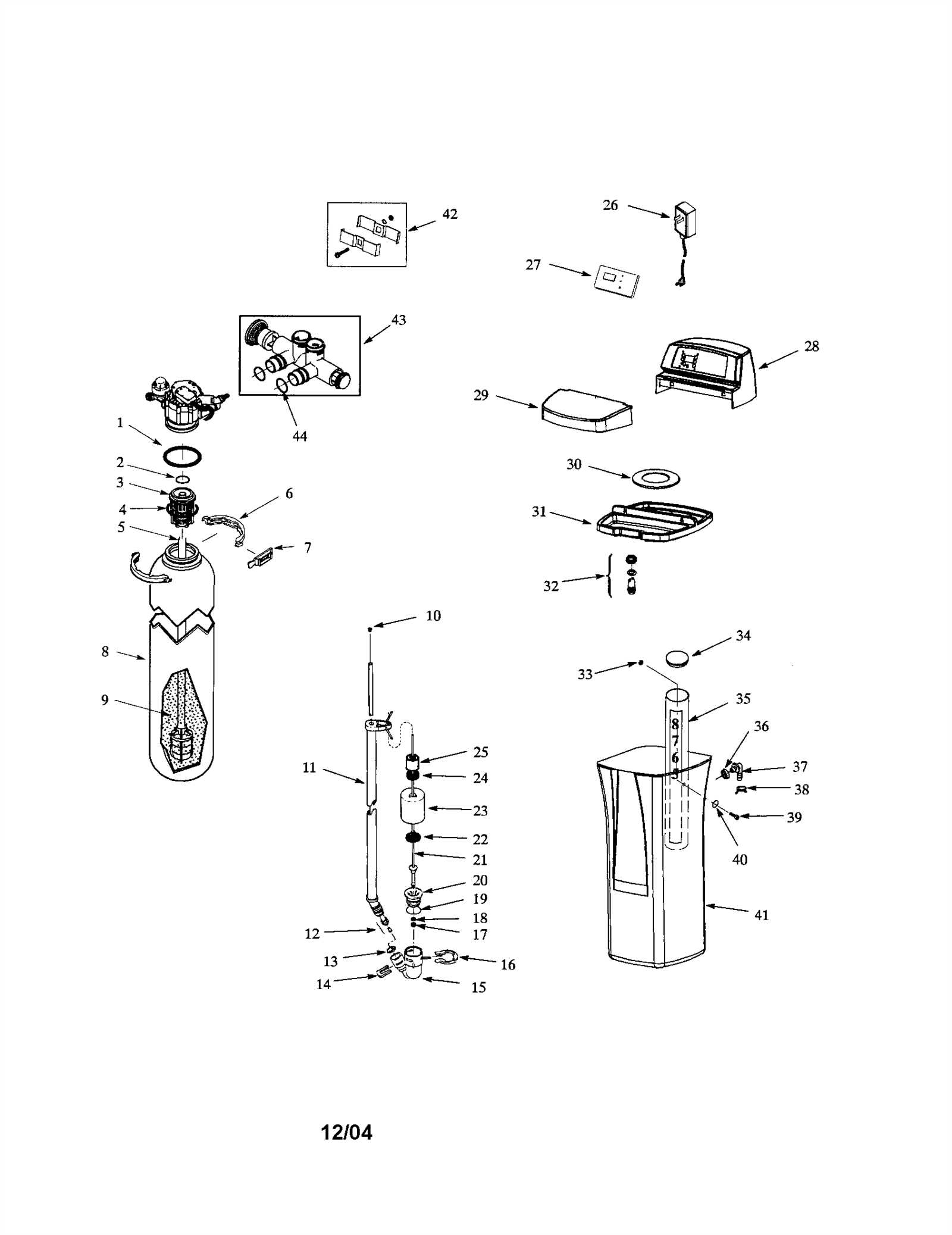 water softener parts diagram