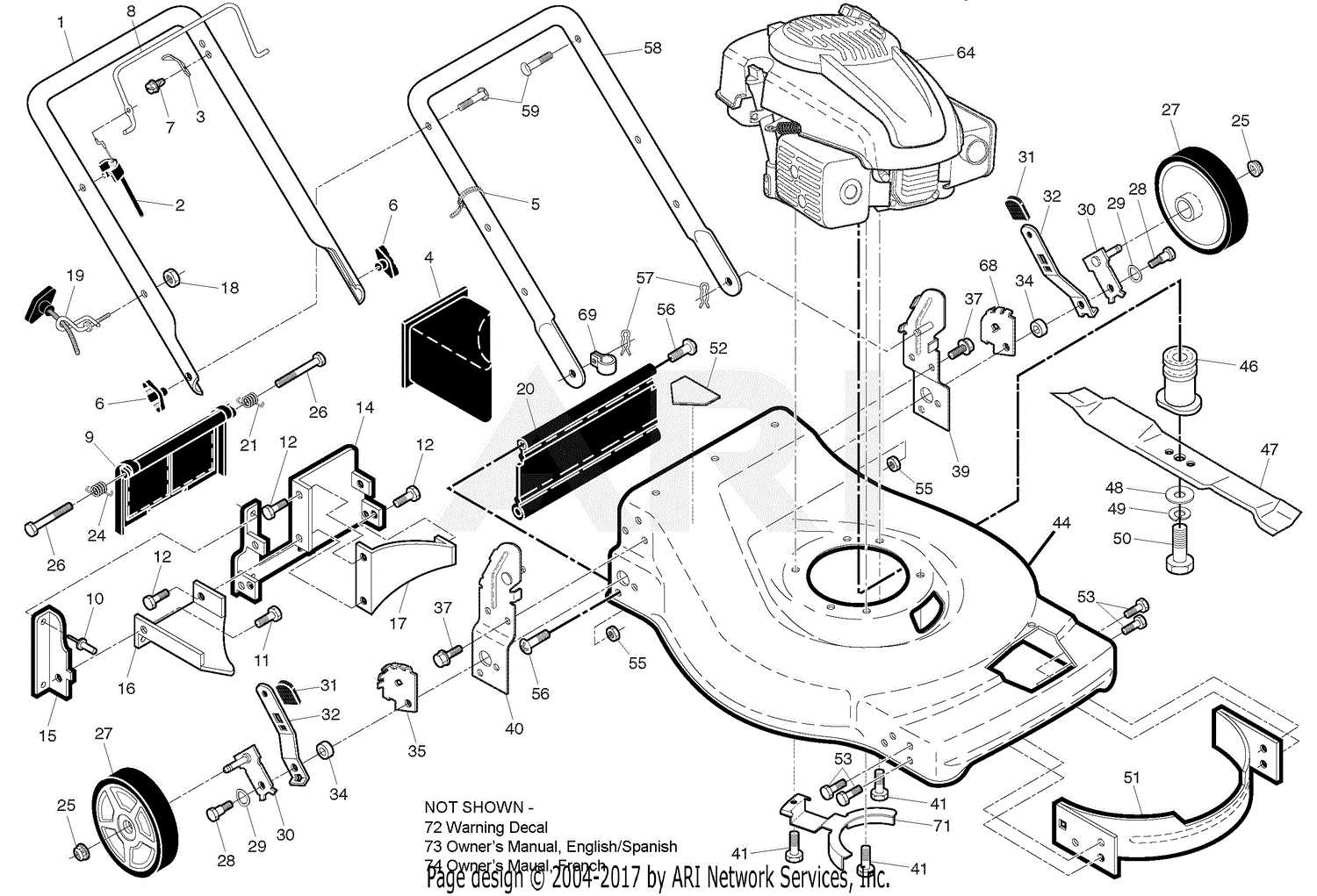 yardworks lawn mower parts diagram