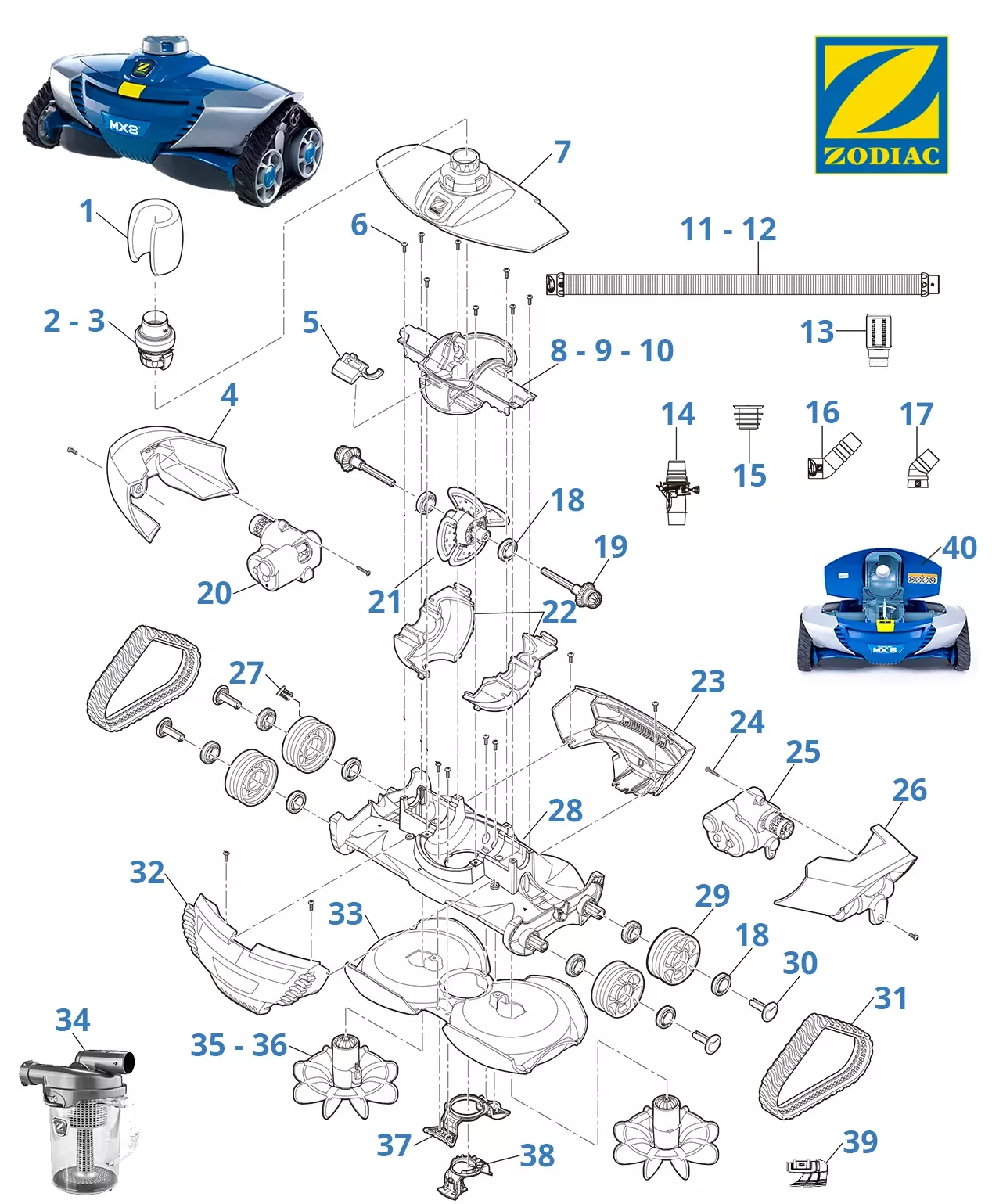 zodiac mx8 parts diagram