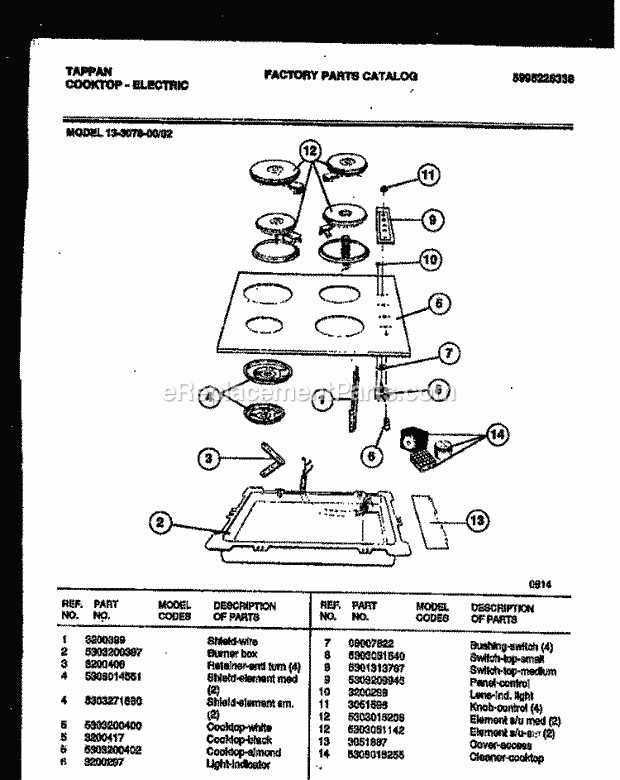 stove top parts diagram