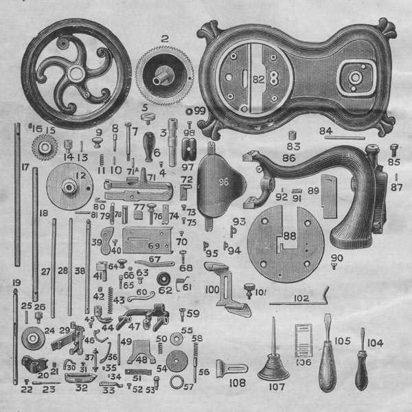 antique singer sewing machine parts diagram