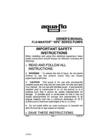 aqua flo xp2 parts diagram