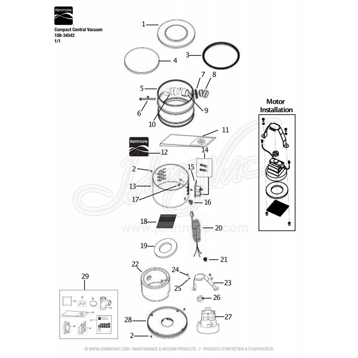 beam central vacuum parts diagram