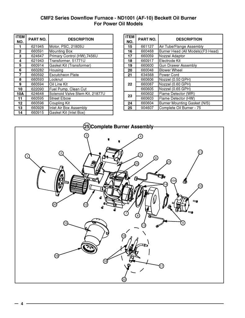 beckett oil burner parts diagram