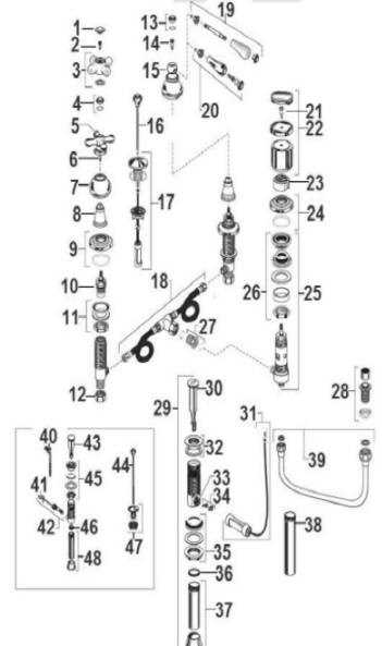 american standard hampton shower faucet parts diagram