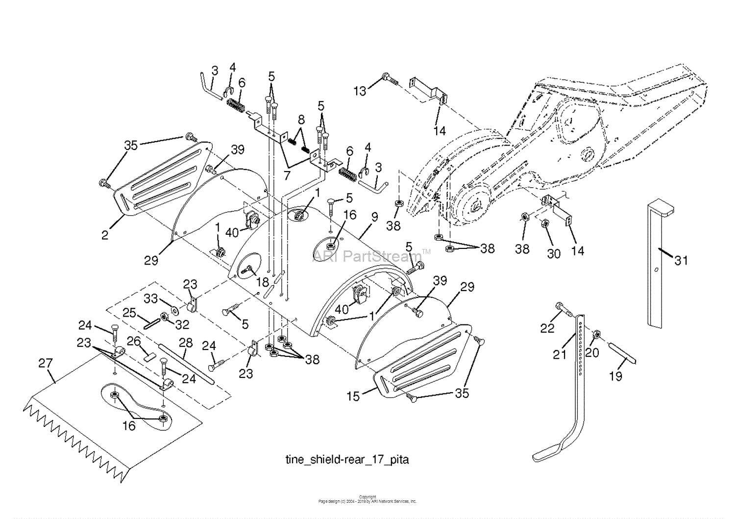 husqvarna rear tine tiller parts diagram